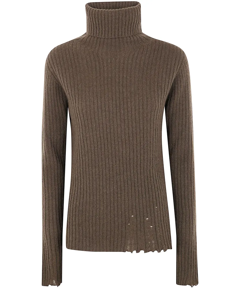 Uma Wang High Neck Rib Top" Sweater Green