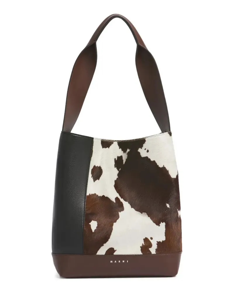 Marni Handbag Leather Black "Pod" Tote New Handle Mucca Black