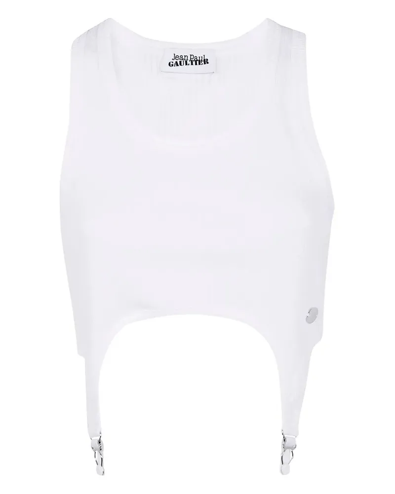 Jean Paul Gaultier Cotton Ribbed Bra With Lingerie Garter White