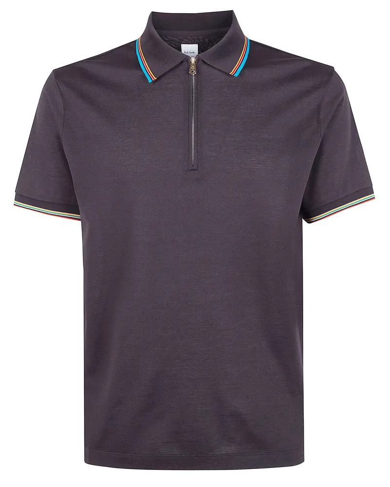Paul Smith Mens Polo Shirt Str Detail Brown