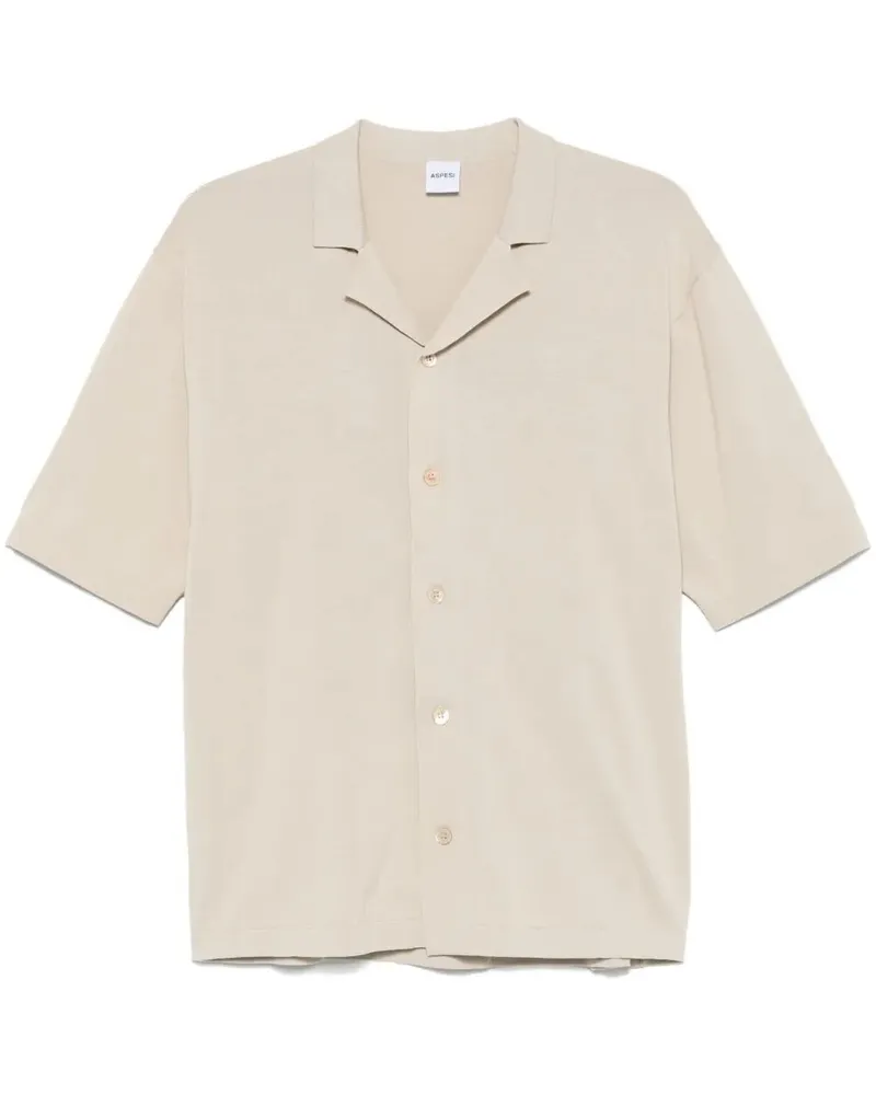 ASPESI Short Sleeves Bowling Shirt Beige