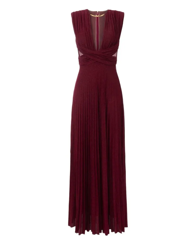 Elisabetta Franchi Lurex Sleeveless Dress Red