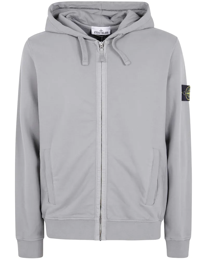 Stone Island Brushed Organic Cotton Fleece Garment Dyed Hoodie Sweater Gray