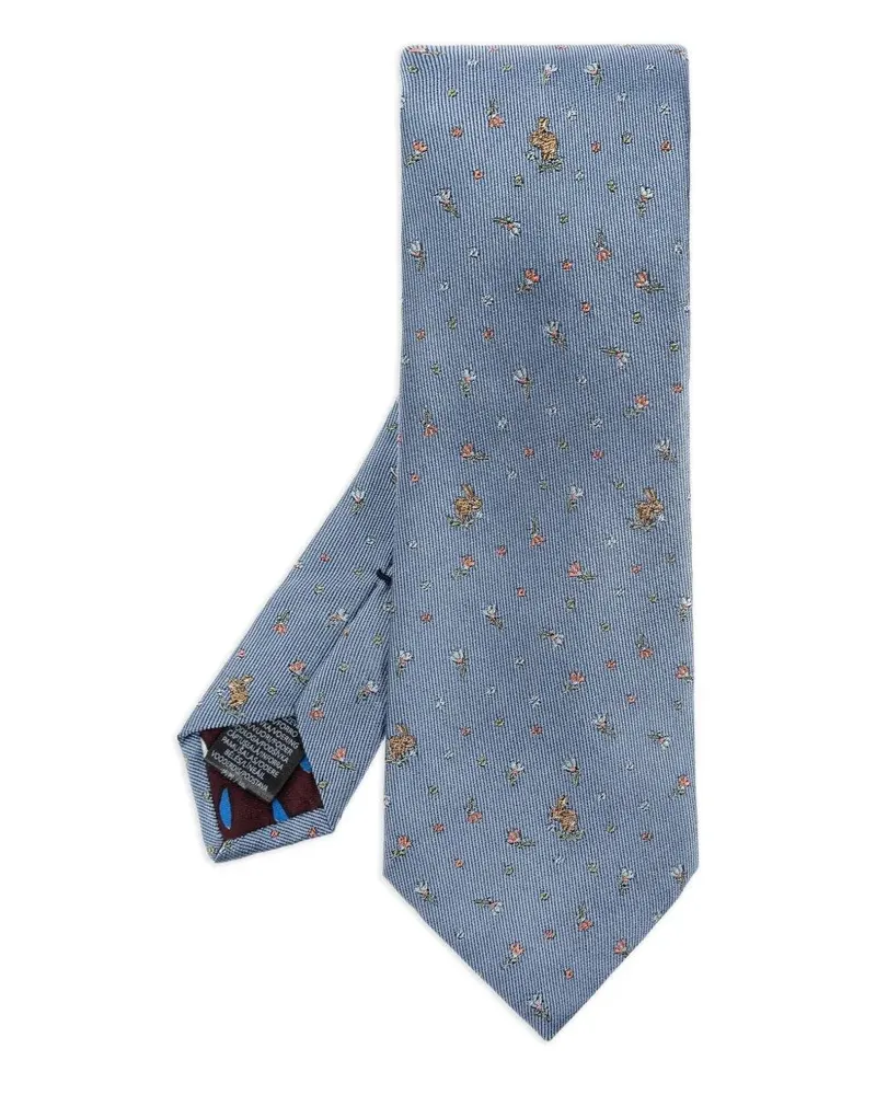 Paul Smith Men Tie Rabbit Flr Blue