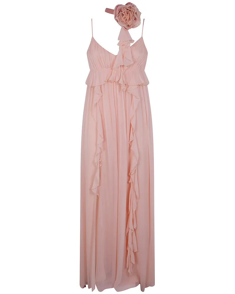 Blumarine Georgette Dress With Rouges Pink