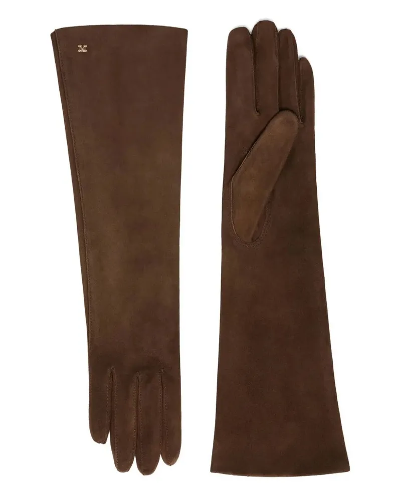 Max Mara Afideesuede" Long Gloves Brown