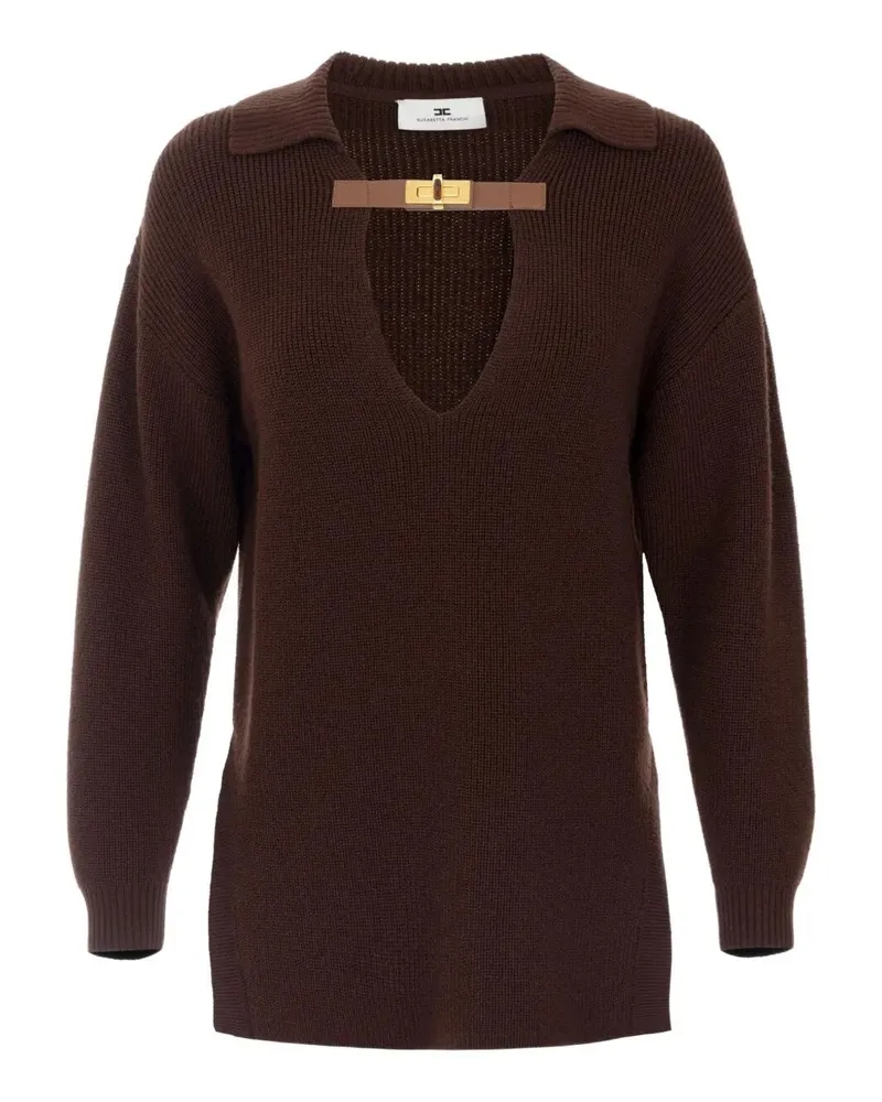 Elisabetta Franchi Polo Neck Sweater Brown
