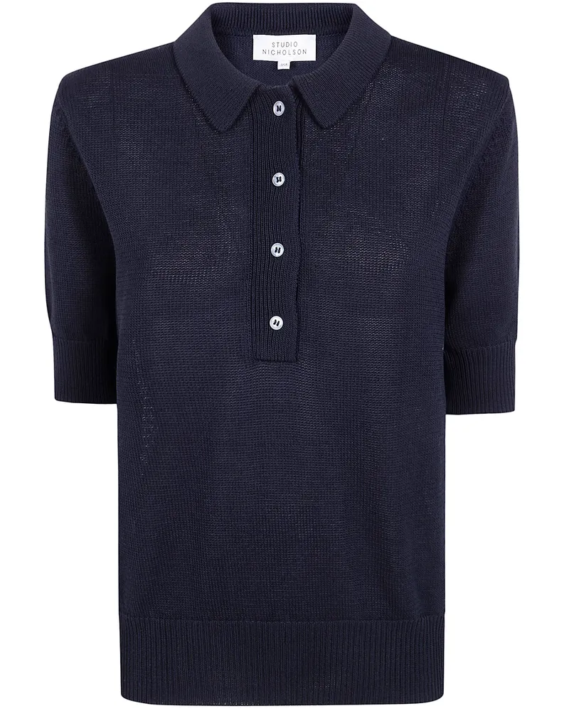 Studio Nicholson Knitted Polo" Top Black