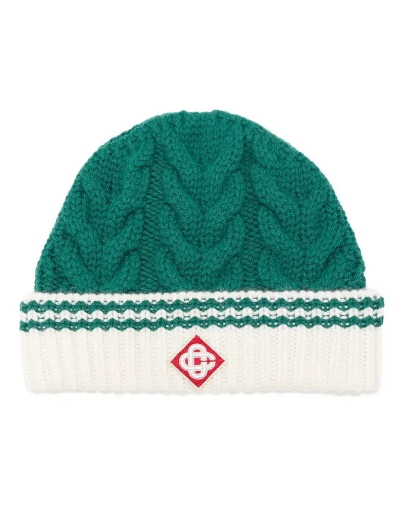 Casablanca Paris Cable Stitch Beanie Blue