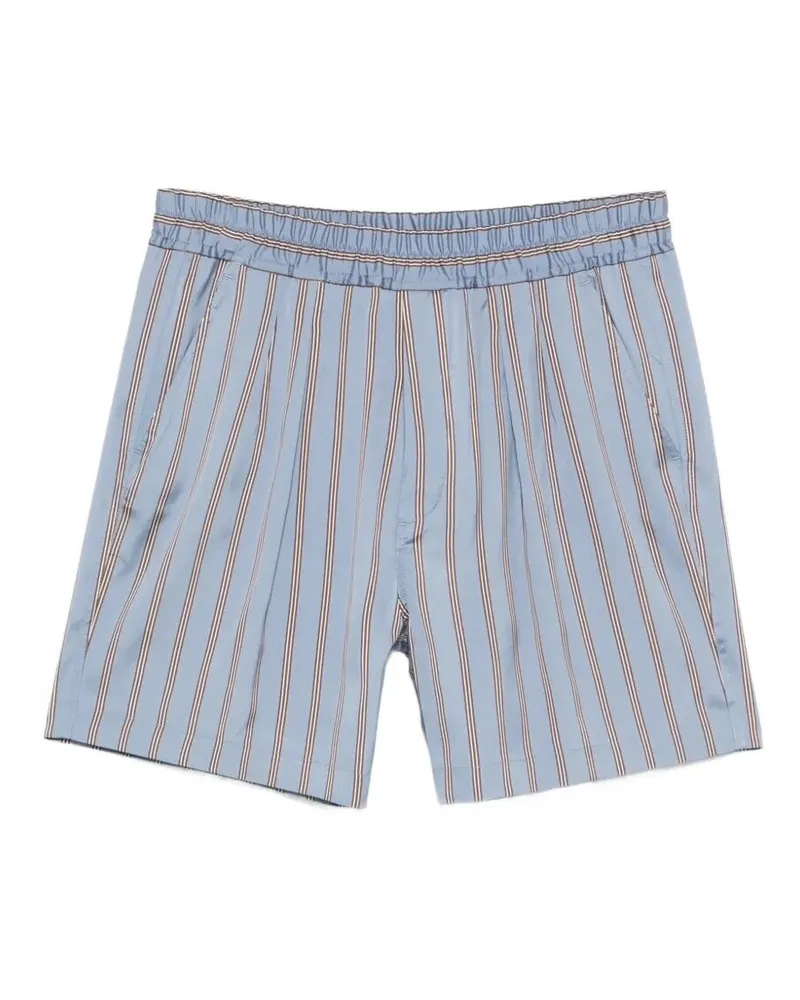 Tom Ford Silk Jacquard Regular Stripe Pleated Lounge Shorts Blue