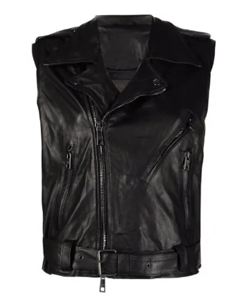 Giorgio Brato Long Leather Gilet Black