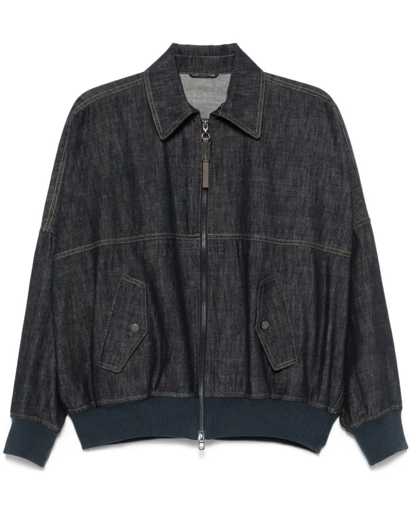 Brunello Cucinelli Padded Jacket Full Zip By Brunello Cucinelli Blue