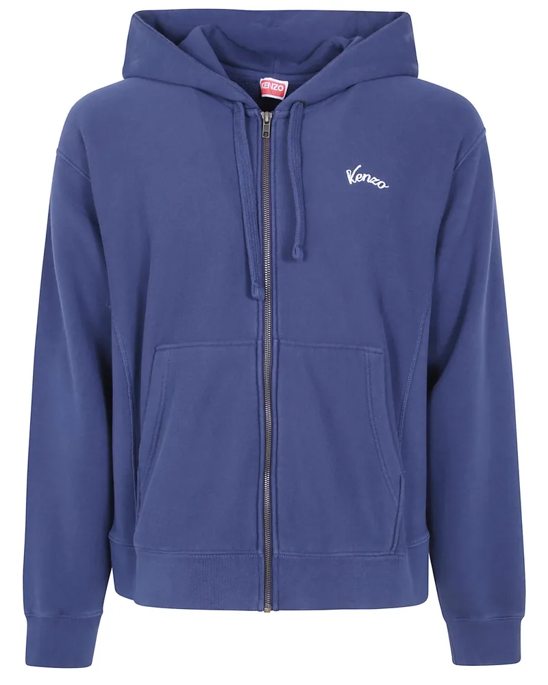 Kenzo Zip-Up Hoodie "Kenzo Eiffel Tower Design Blue