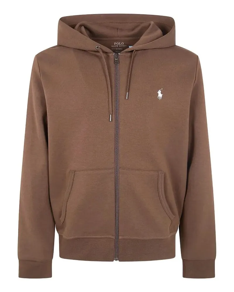 Ralph Lauren Hooded Full Zip Long Sleeves Sweatshirt Brown