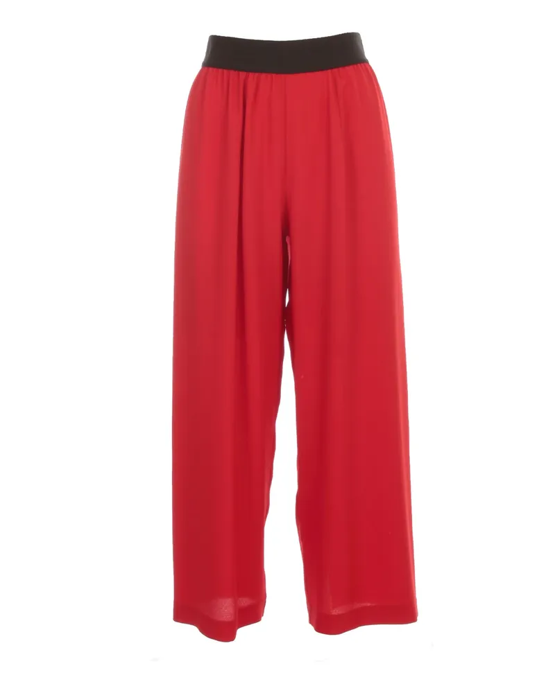 Maria Calderara Pants Wide Leg Crepe Red
