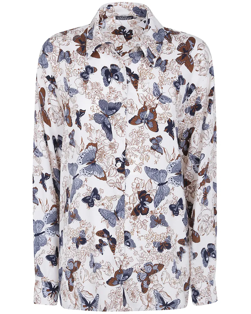 Laura Urbinati Shirt Butterfly Print "Butterfly Print Oversized Shirt Gray