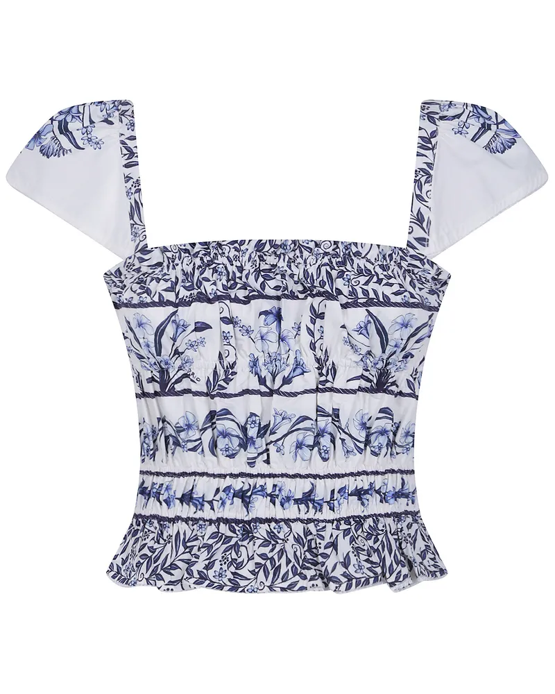FARM Rio Shirt Gathers "Flowers Arch White