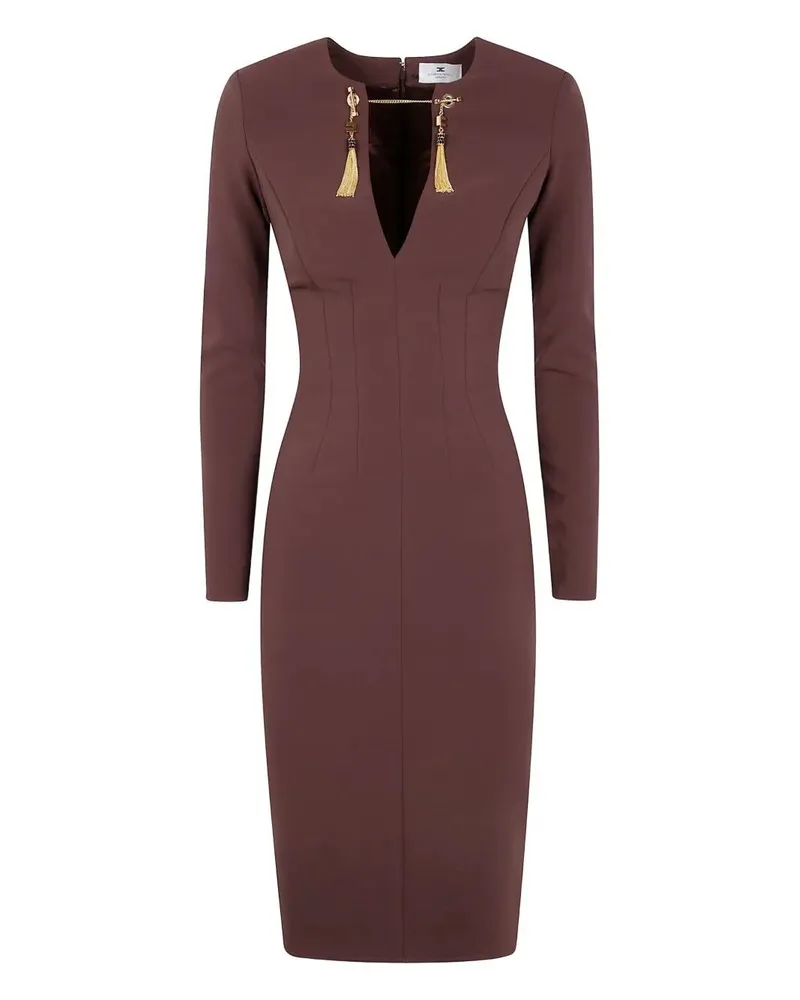 Elisabetta Franchi Midi Fit Dress Brown