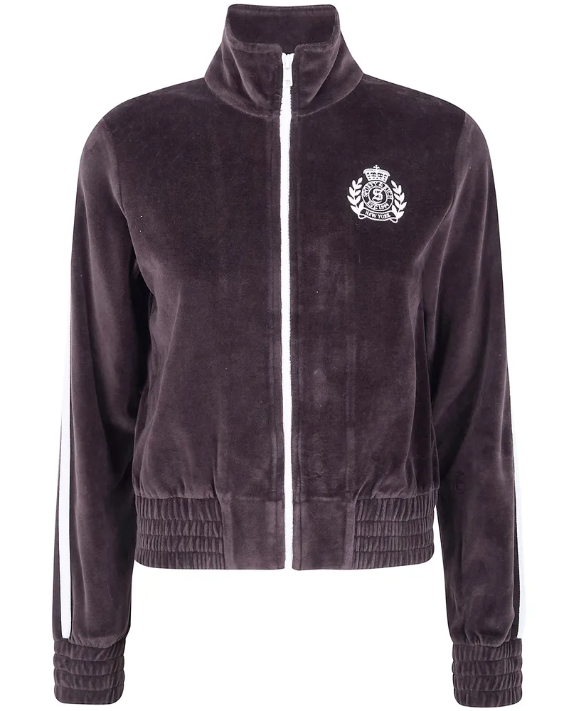 SPORTY & RICH Ny Crest Elio" Velour Track Jacket Brown