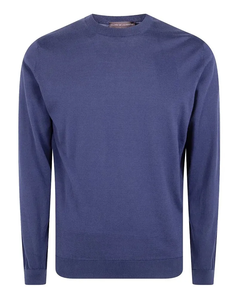 Filippo de Laurentiis Long Sleeves Round Neck Sweater Blue