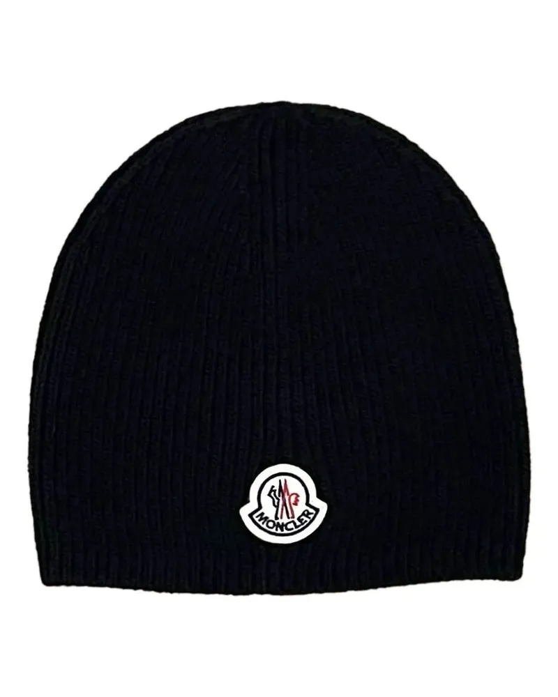 Moncler Hat Classic Logo Bonnet Black