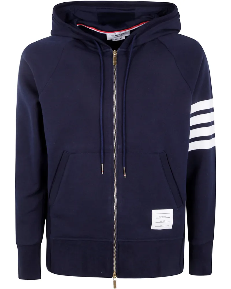 Thom Browne Classic Full Zip Hoodie In Classic Loopback With Engineere Blue