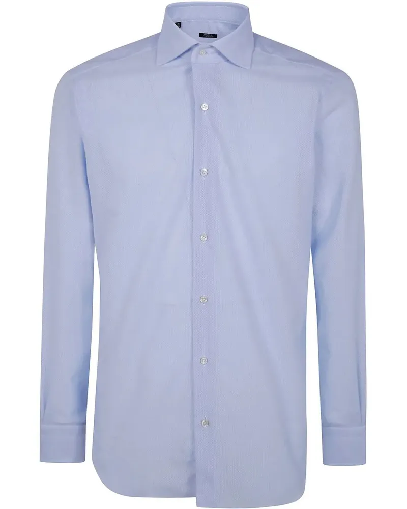 BARBA Classic Honeycomb Weft Shirt Blue