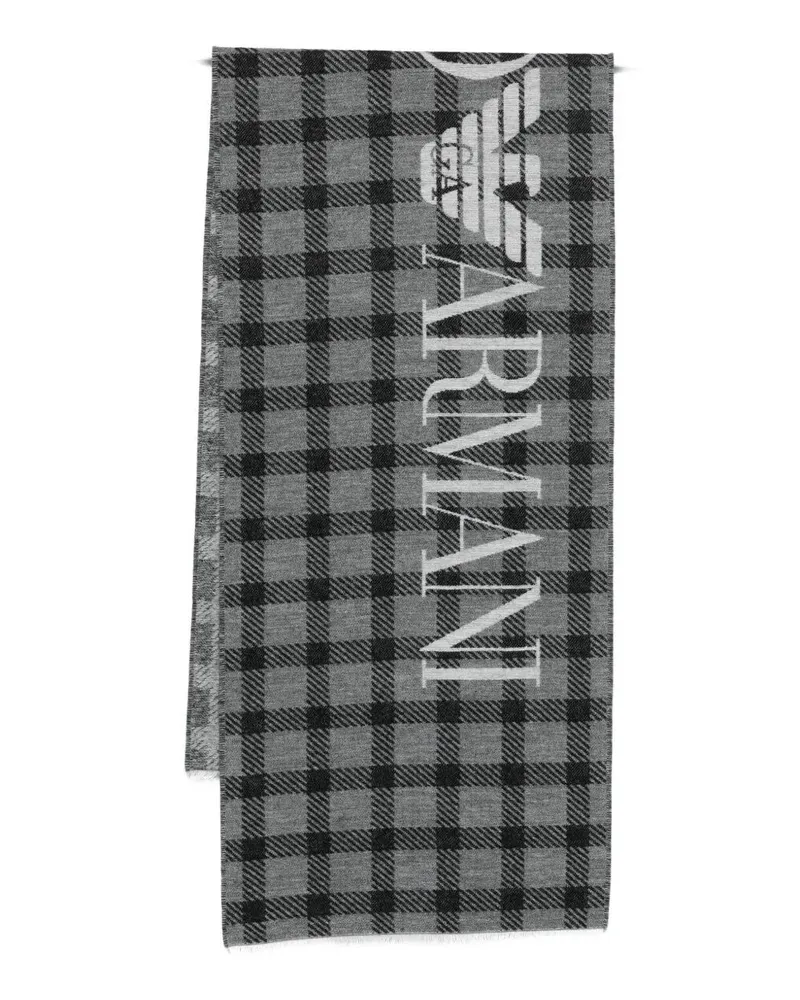 Emporio Armani Tartan Scarf Brown