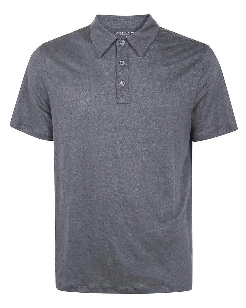 Majestic Linen Short Sleeves Polo Shirt Gray