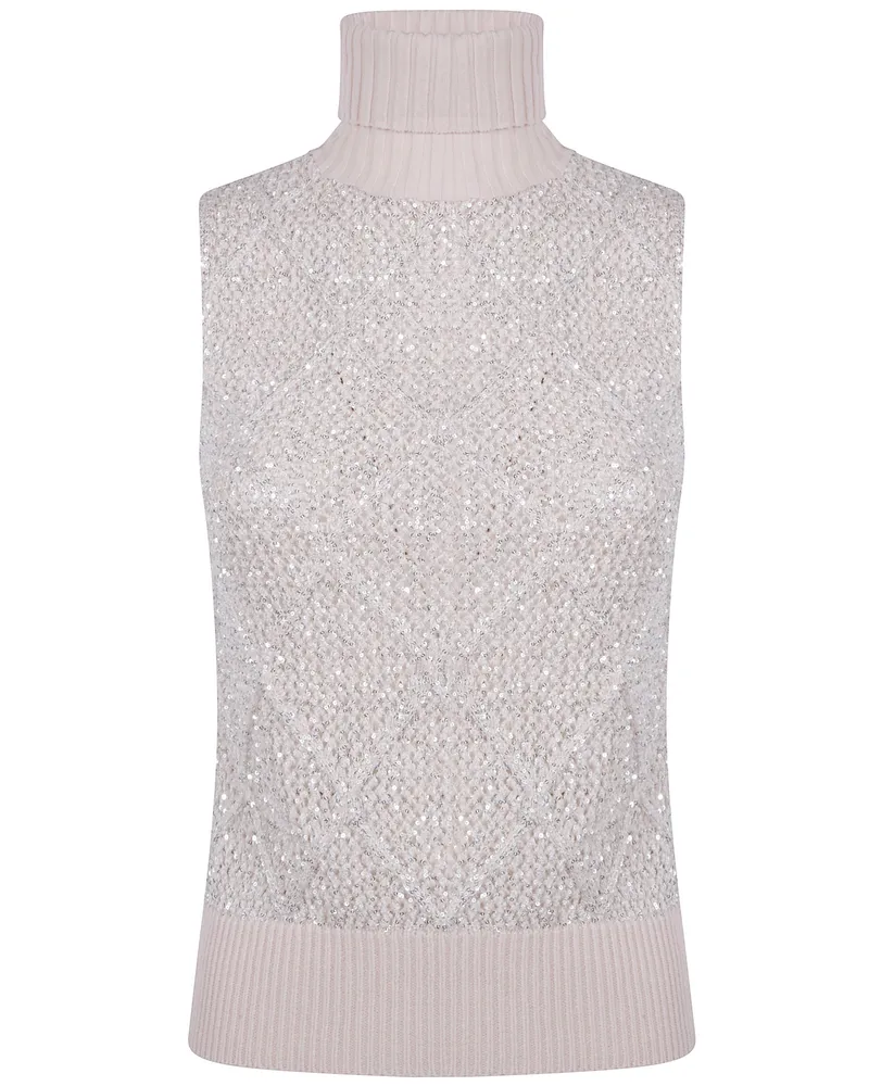 D.EXTERIOR D. EXTERIOR Rhombus Sequins Slim Top White
