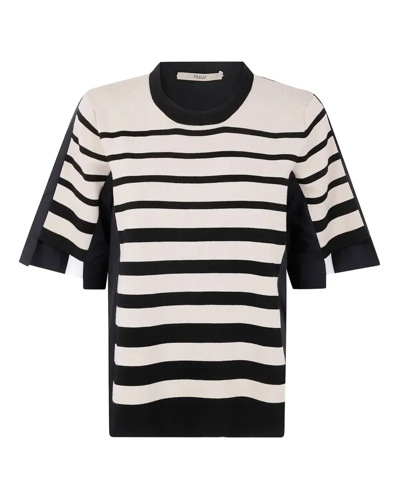 Nuur Crew Neck Striped Sweater Black