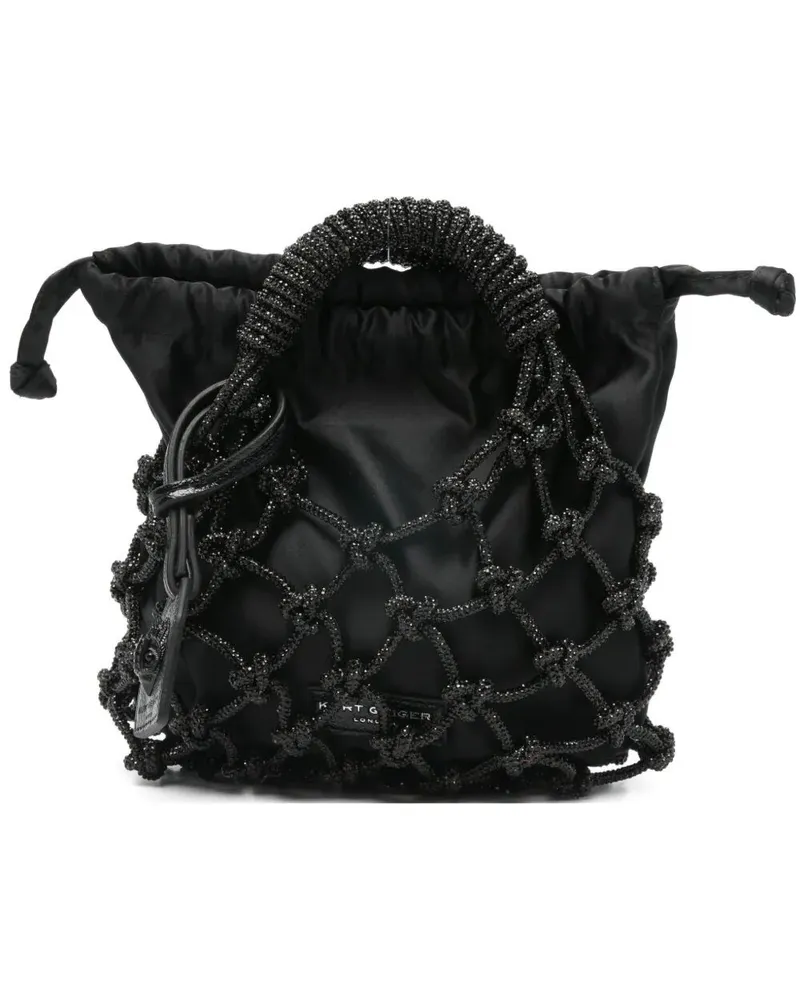 Kurt Geiger Small Macrame "Party" Crystal Bag Black