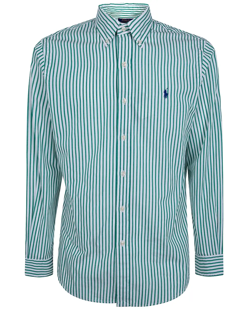 Ralph Lauren Long Sleeves Sport Stripes Shirt White