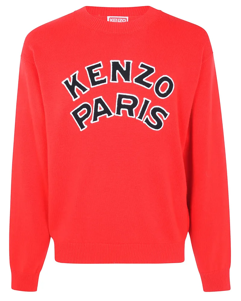 Kenzo Sweater Wool Blend "Kenzo Paris Emblem Red