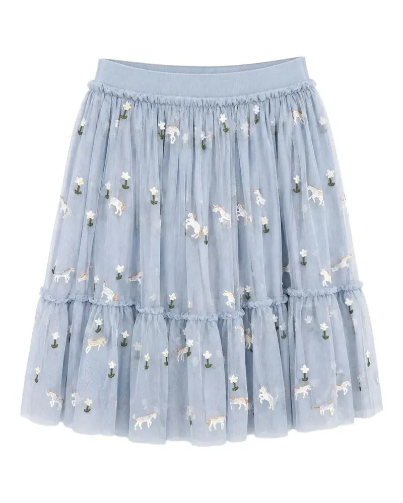 Stella McCartney Kids Skirt Embroidery "Unicorns Blue