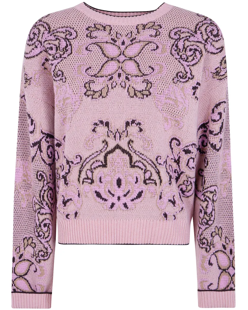Twin-Set Sweater Jacquard "Round Neck Pink