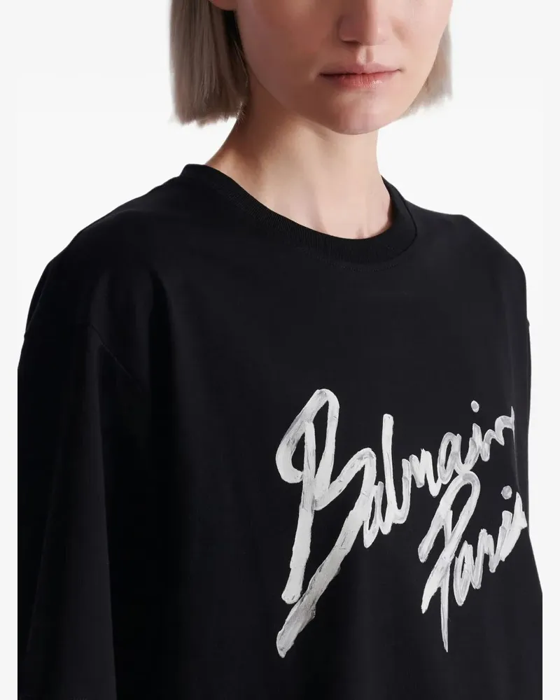 Balmain Short Sleeves "Balmain Paris Bulky" T-Shirt Black