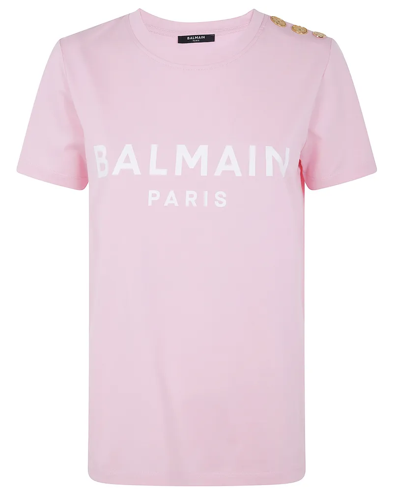 Balmain 3 Buttons Balmain Printed T-Shirt Pink
