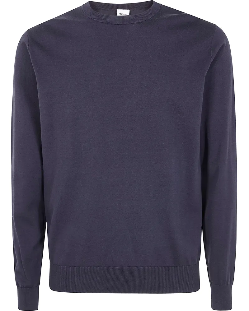 ASPESI Round Neck Sweater Blue
