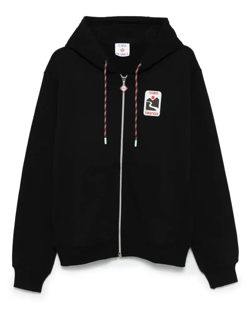 Casablanca Paris Sunset Valley Rubber Patch Zip Through Hoodie Black