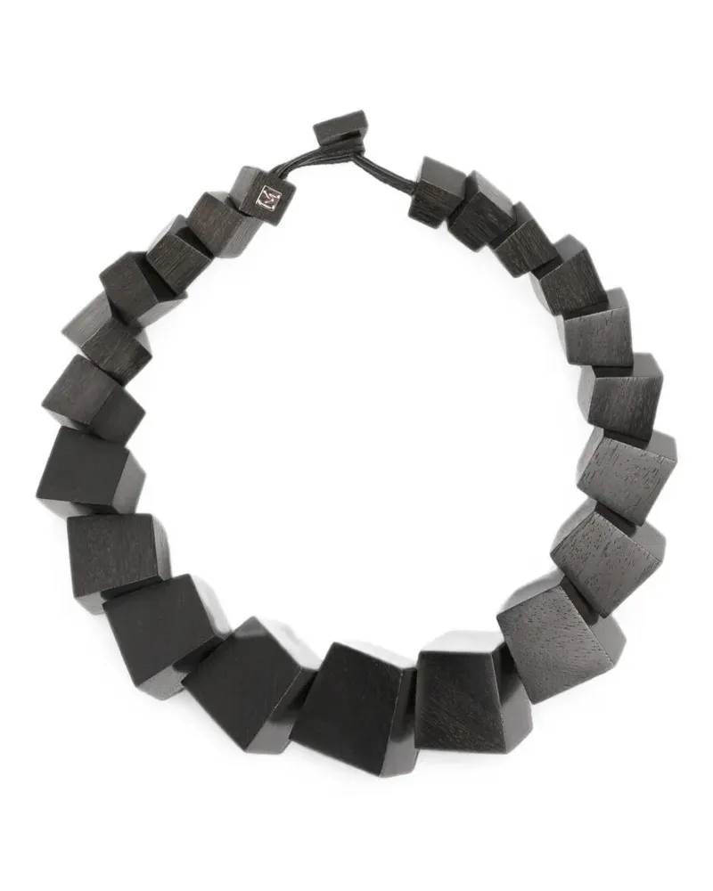Monies Necklace Wooden Cubes "Aether Black