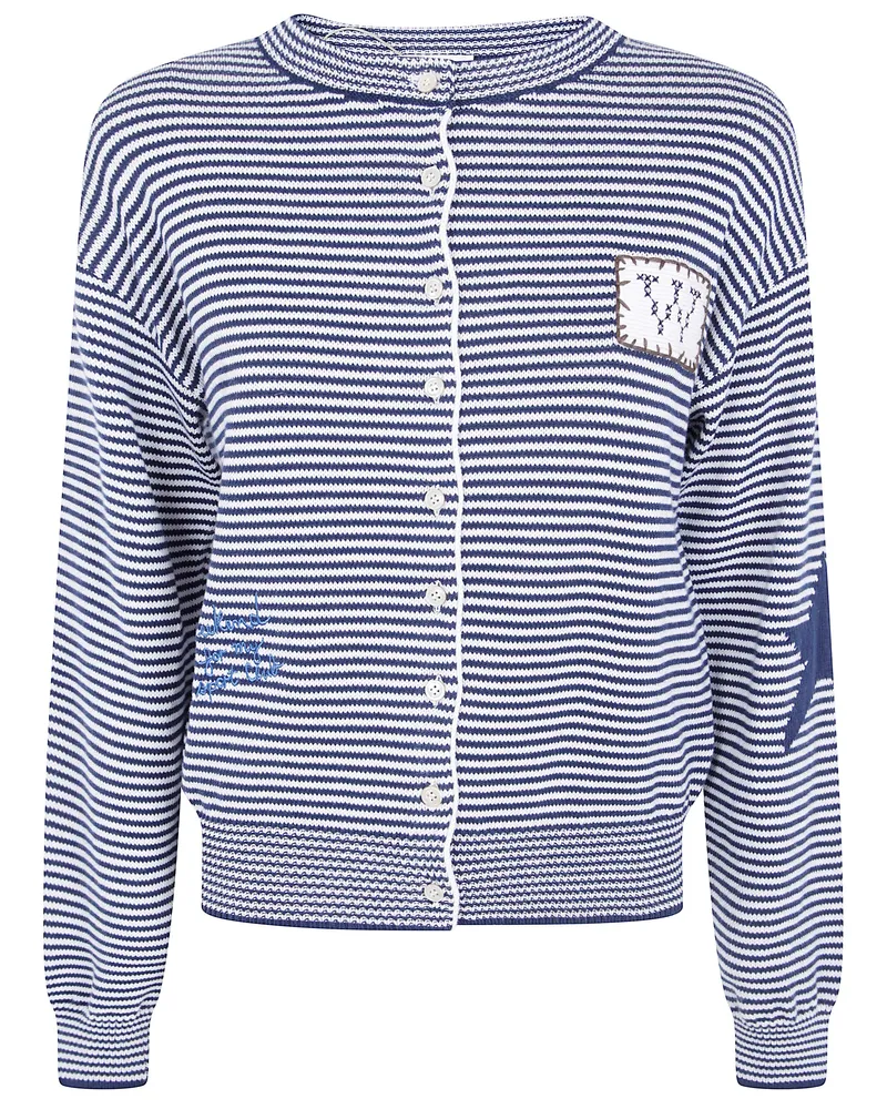 Max Mara Sweater Embroidered "Wkd Teiera Blue