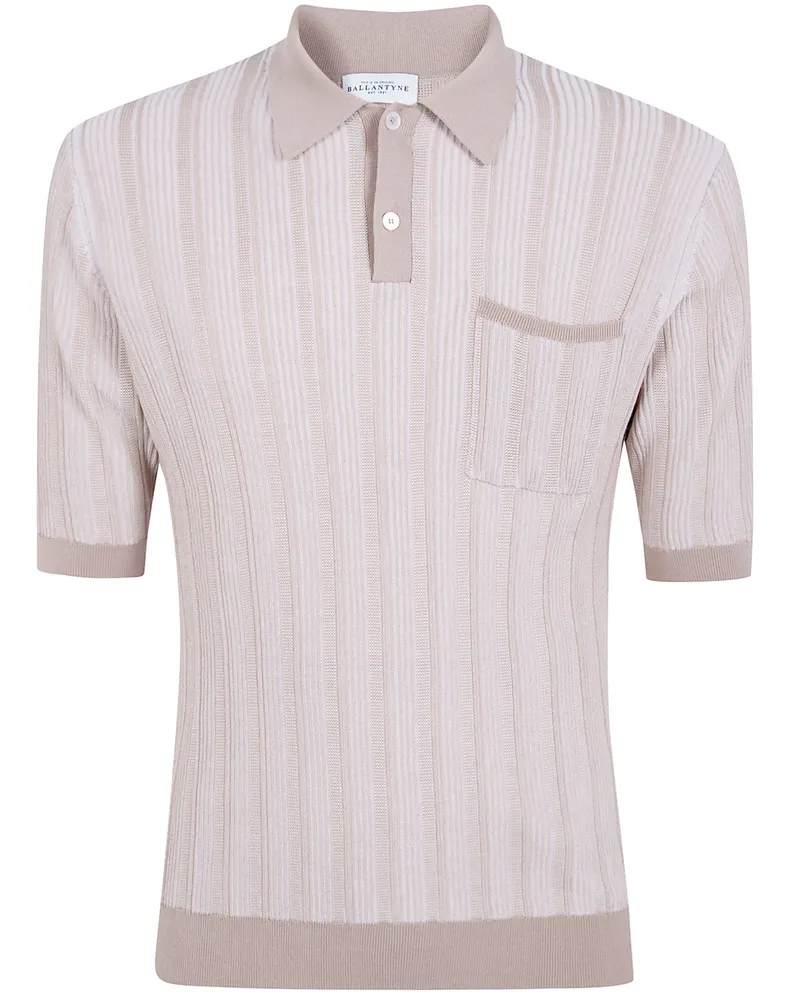 Ballantyne Vertical Stripes Polo Shirt Beige