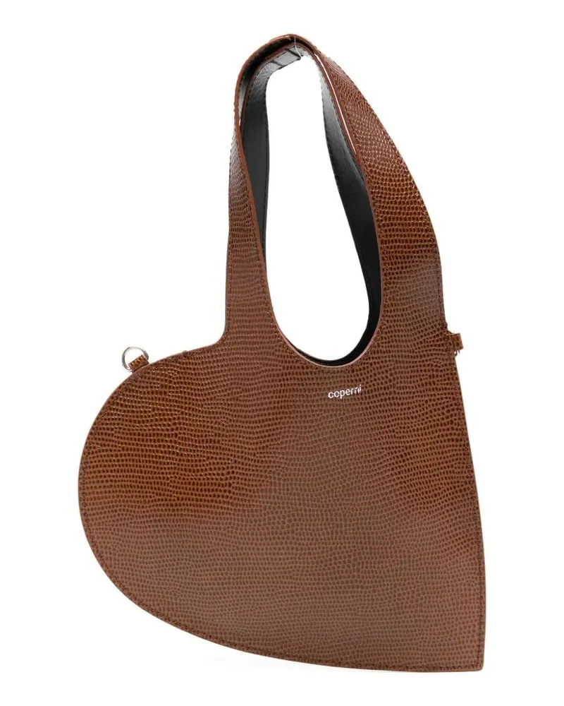 COPERNI Lizard Print Mini 'Heart' Tote Brown