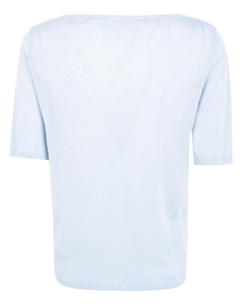 Majestic Linen Boat Neck Sweater Blue