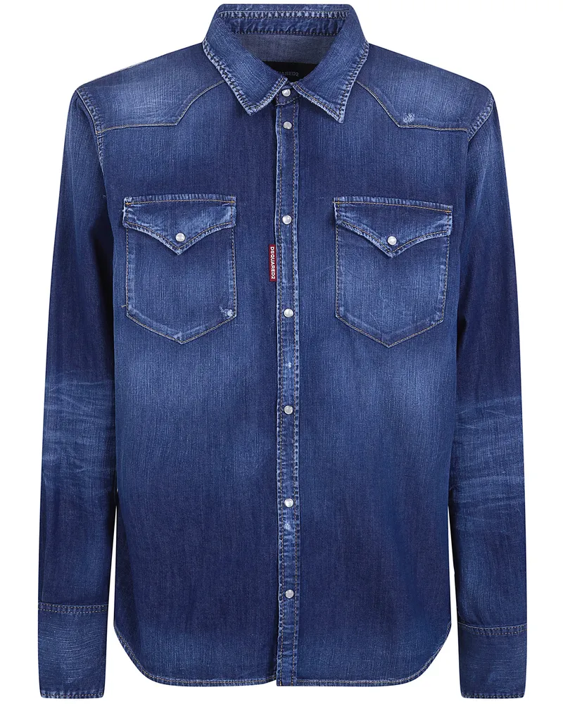 Dsquared2 Classic Western" Shirt Blue