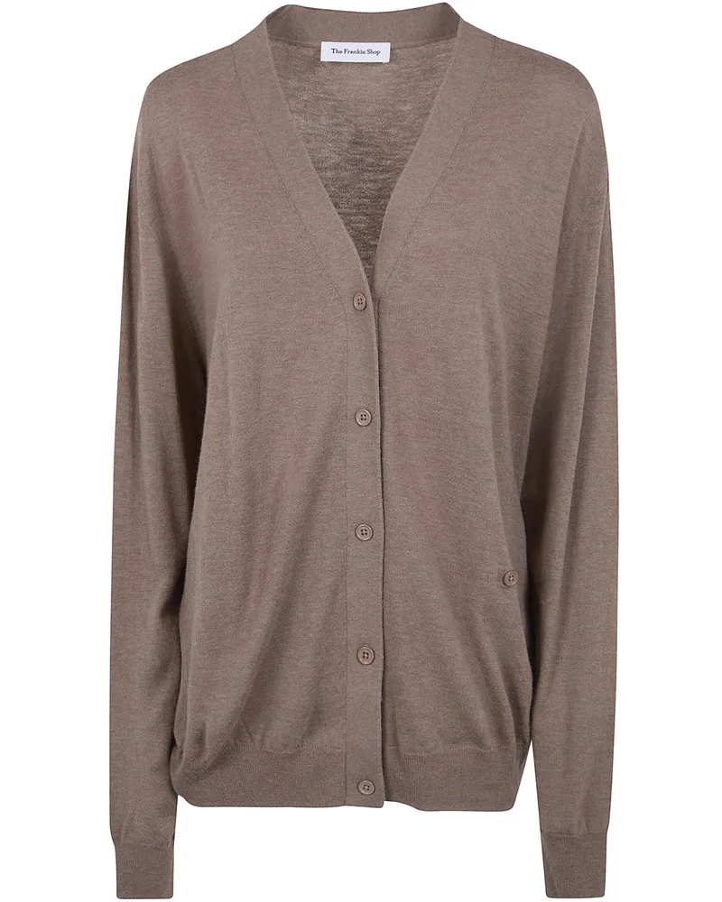 FRANKIE Shop Zina V-Neck Cardigan Brown
