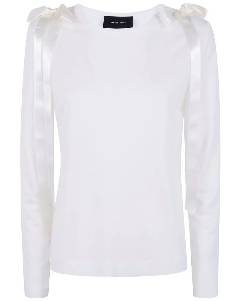 Simone Rocha Bow Ribbon Tail' Long Sleeve T-Shirt White