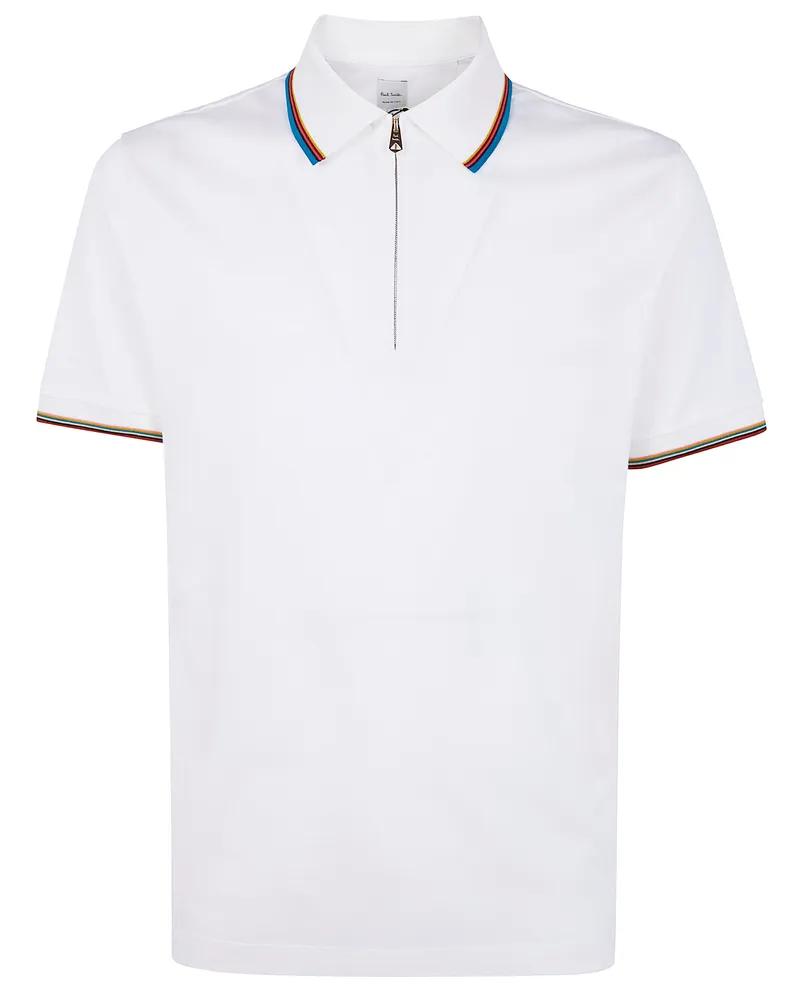 Paul Smith Mens Polo Shirt Str Detail White