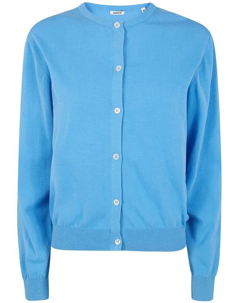 ASPESI Round Neck Cardigan Blue